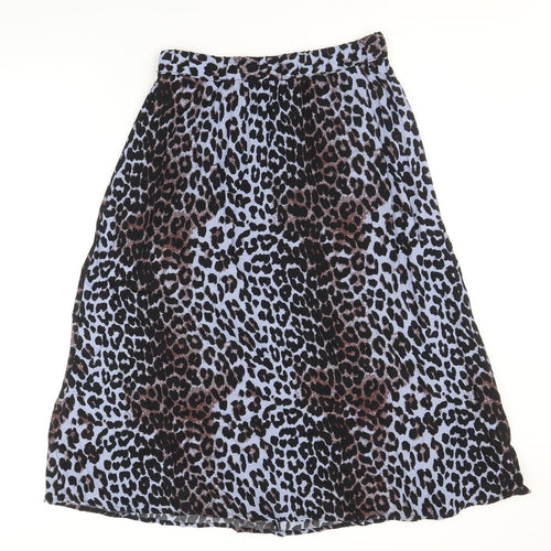 b.young Womens Blue Animal Print Viscose Peasant Skirt Size 10 - Leopard Pattern