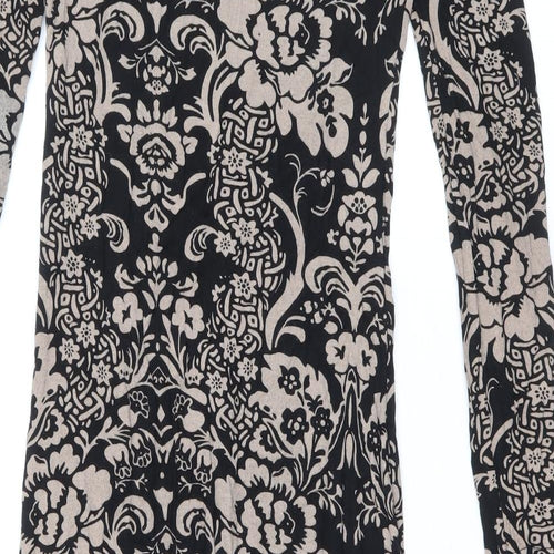 Glamour Babe Womens Black Geometric Viscose Bodycon Size M Round Neck Pullover - Size M-L