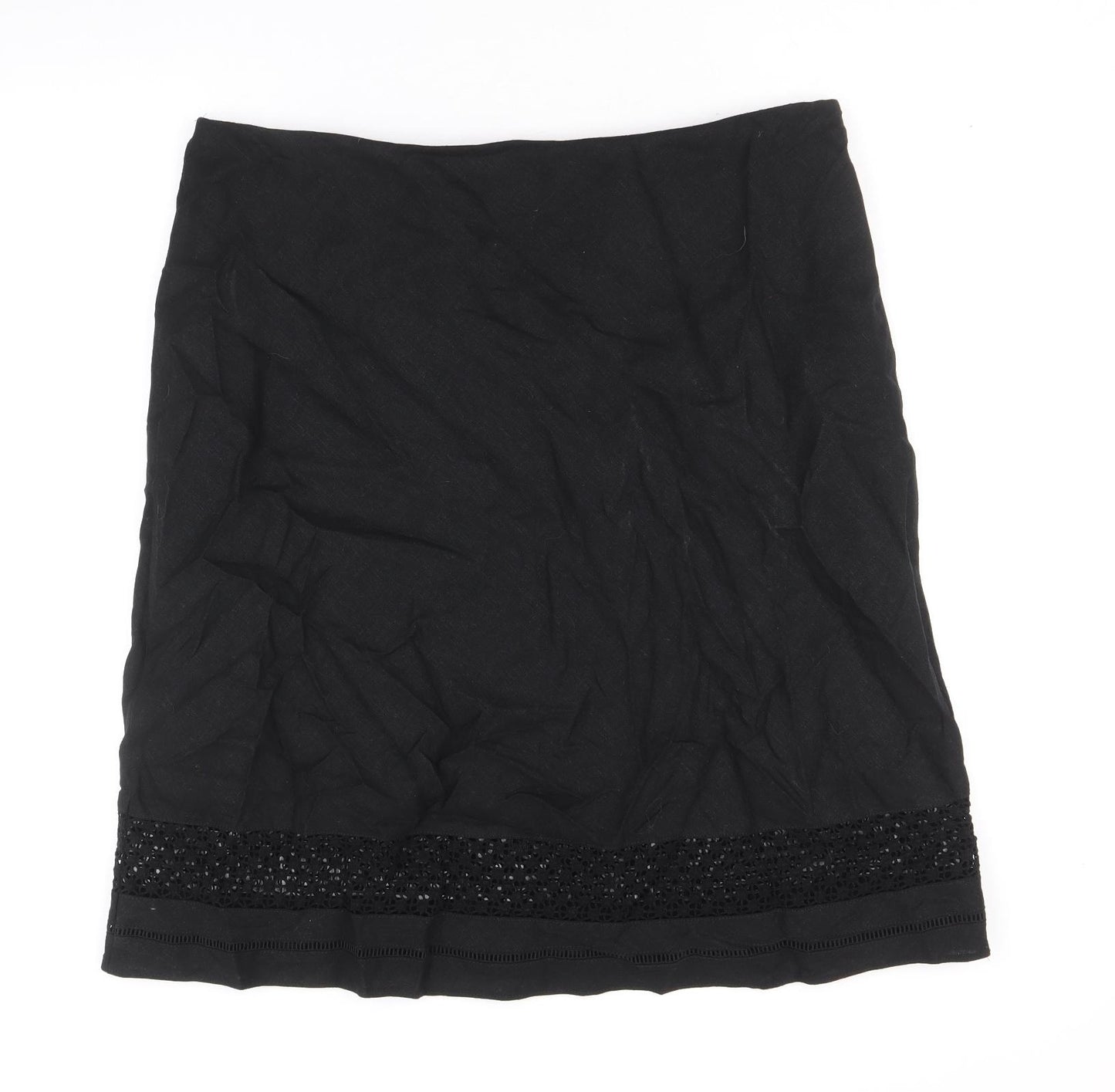 Marks and Spencer Womens Black Linen A-Line Skirt Size 16