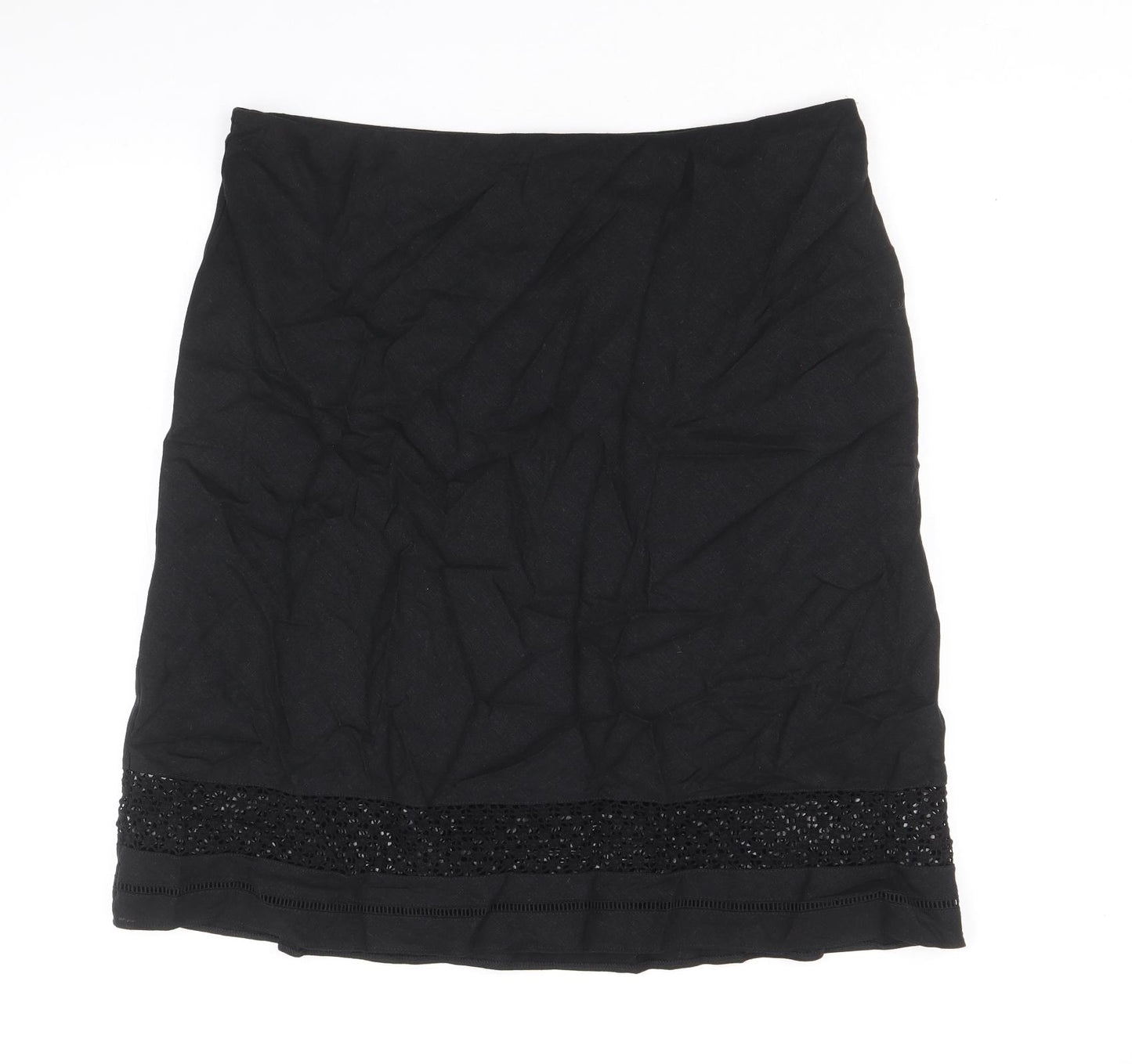 Marks and Spencer Womens Black Linen A-Line Skirt Size 16