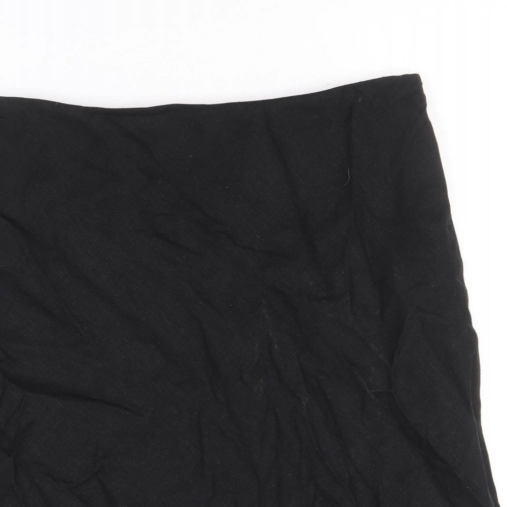 Marks and Spencer Womens Black Linen A-Line Skirt Size 16