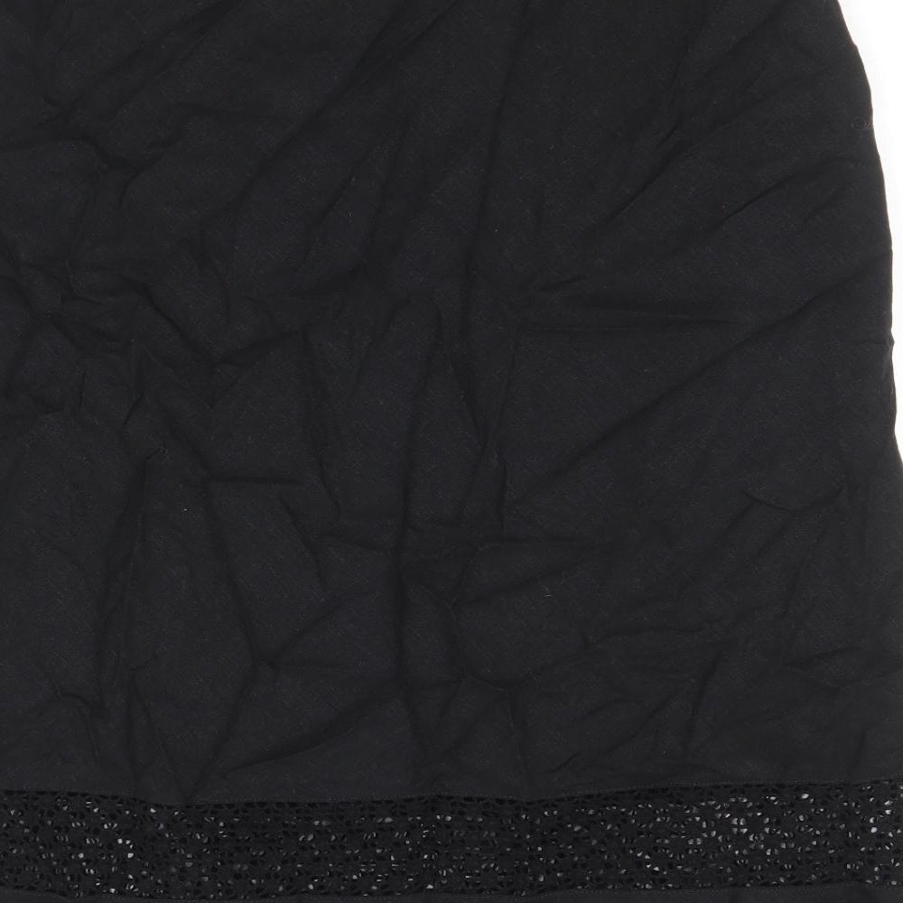 Marks and Spencer Womens Black Linen A-Line Skirt Size 16