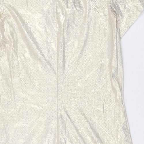 Preworn Womens Gold Polyester Trapeze & Swing Size 10 Round Neck Button