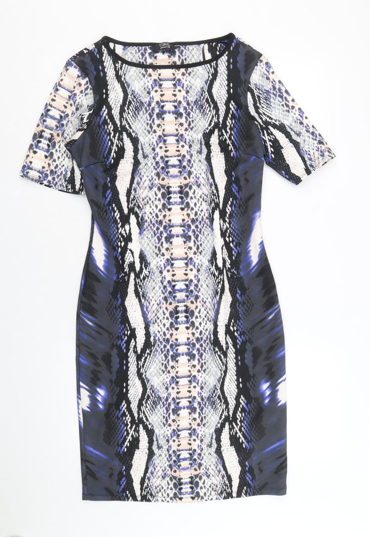 Julien Macdonald Womens Multicoloured Geometric Polyester A-Line Size 12 Round Neck Pullover