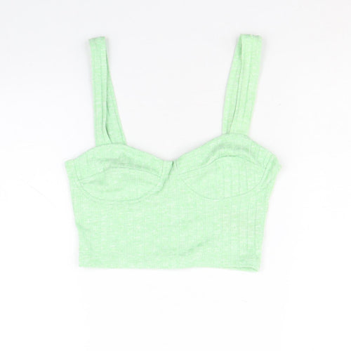Monki Womens Green Polyester Cropped Tank Size XS Sweetheart