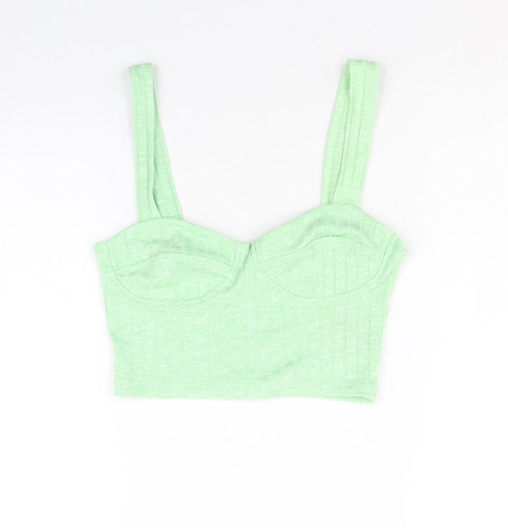 Monki Womens Green Polyester Cropped Tank Size XS Sweetheart