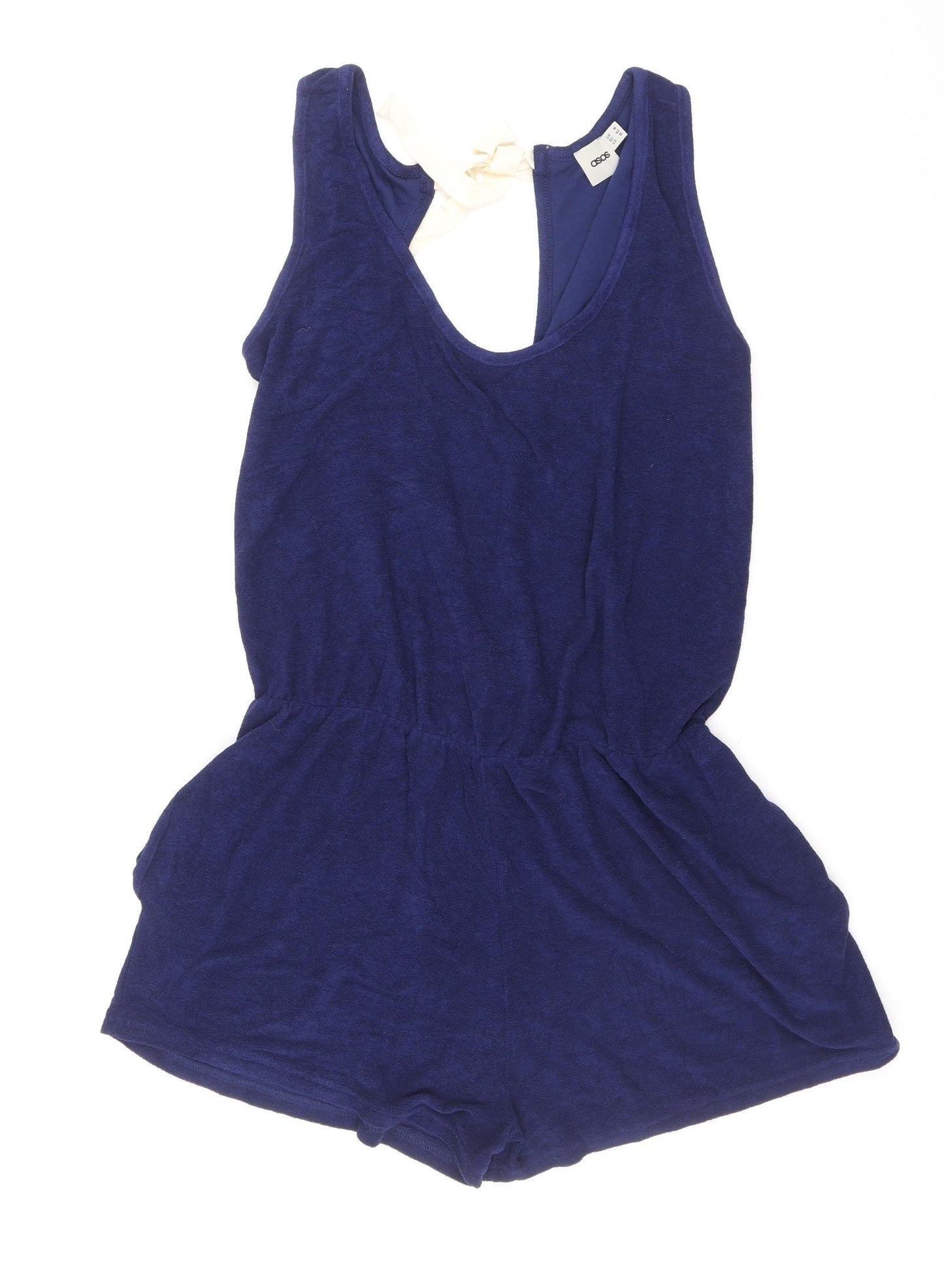 ASOS Womens Blue Viscose Playsuit One-Piece Size 14 Tie