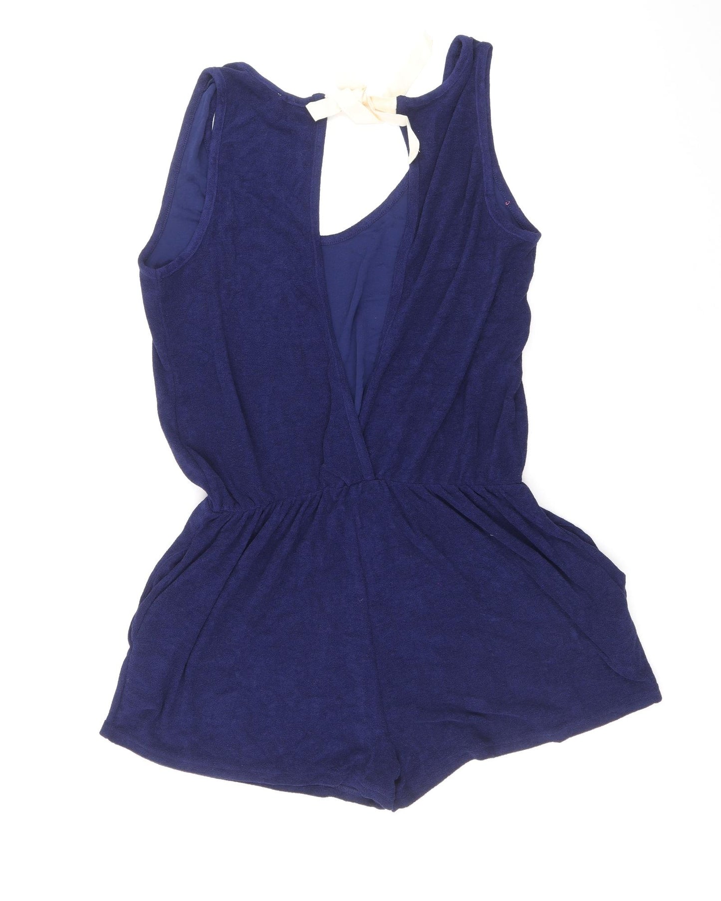 ASOS Womens Blue Viscose Playsuit One-Piece Size 14 Tie