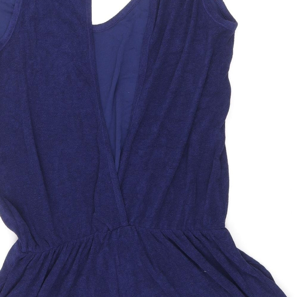 ASOS Womens Blue Viscose Playsuit One-Piece Size 14 Tie