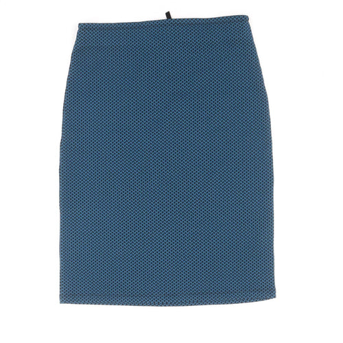 Essential Collection Womens Blue Geometric Polyester Straight & Pencil Skirt Size M