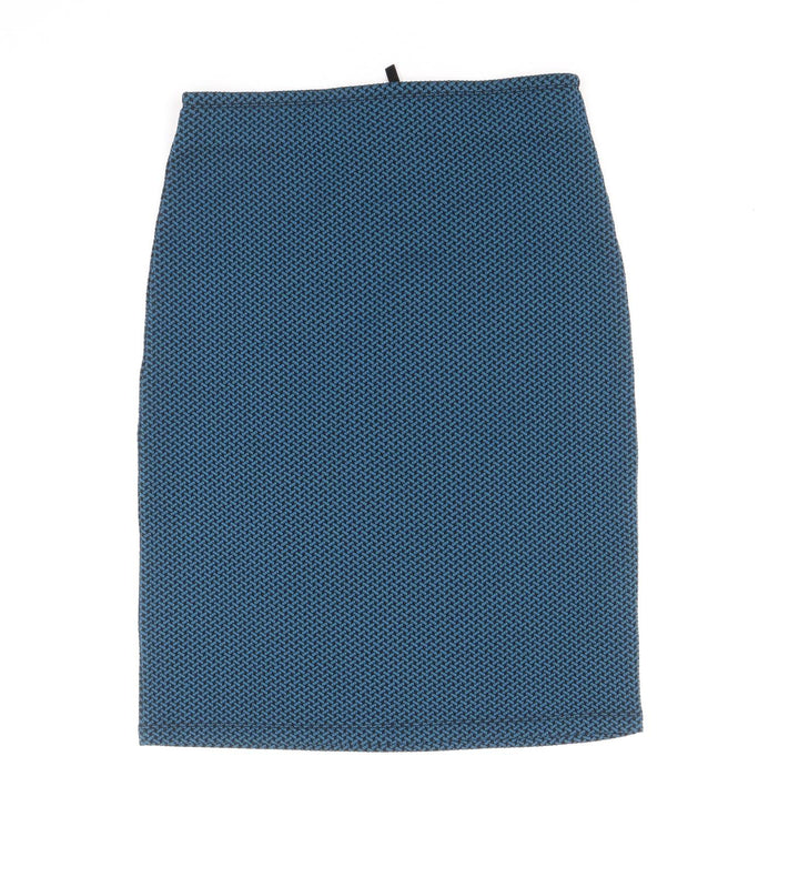 Essential Collection Womens Blue Geometric Polyester Straight & Pencil Skirt Size M