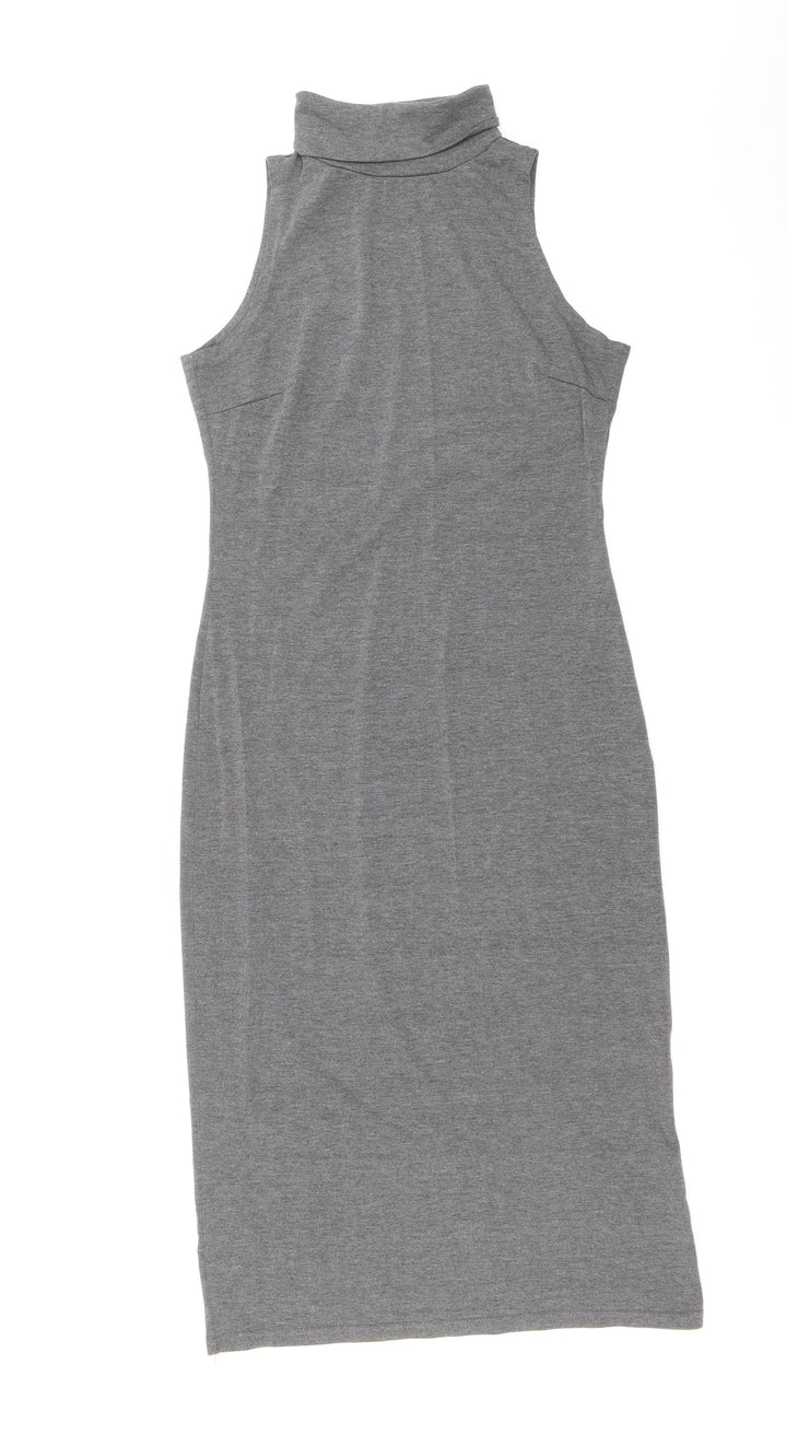 True Decadence Womens Grey Polyester Bodycon Size 8 Roll Neck Pullover