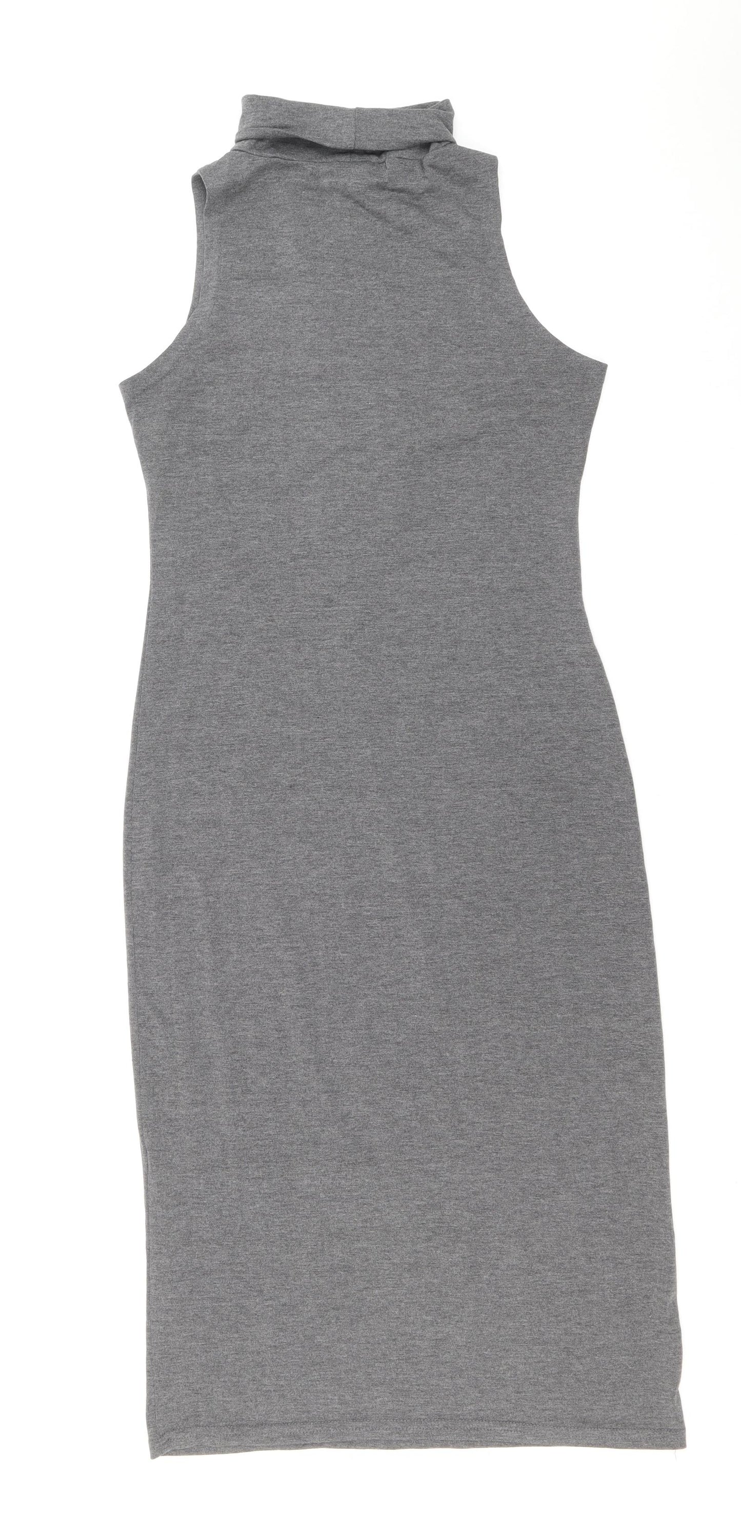 True Decadence Womens Grey Polyester Bodycon Size 8 Roll Neck Pullover