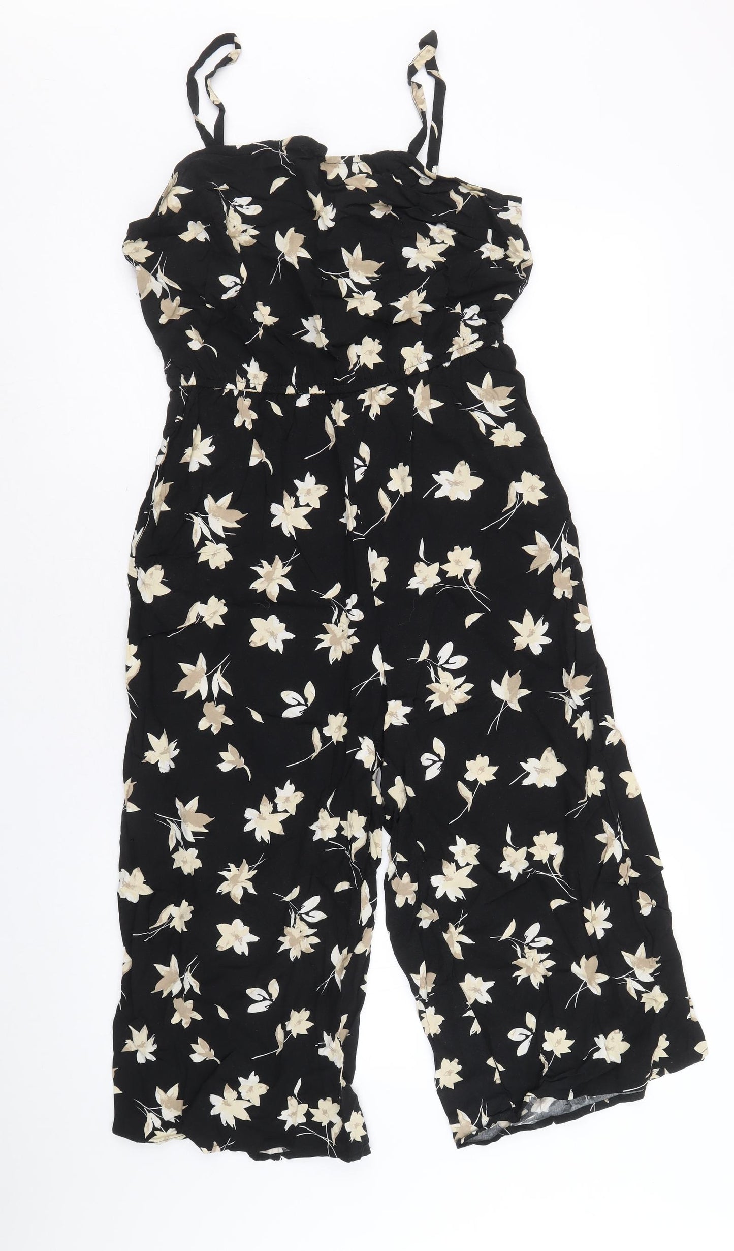 Gap Womens Black Floral Viscose Jumpsuit One-Piece Size S Pullover