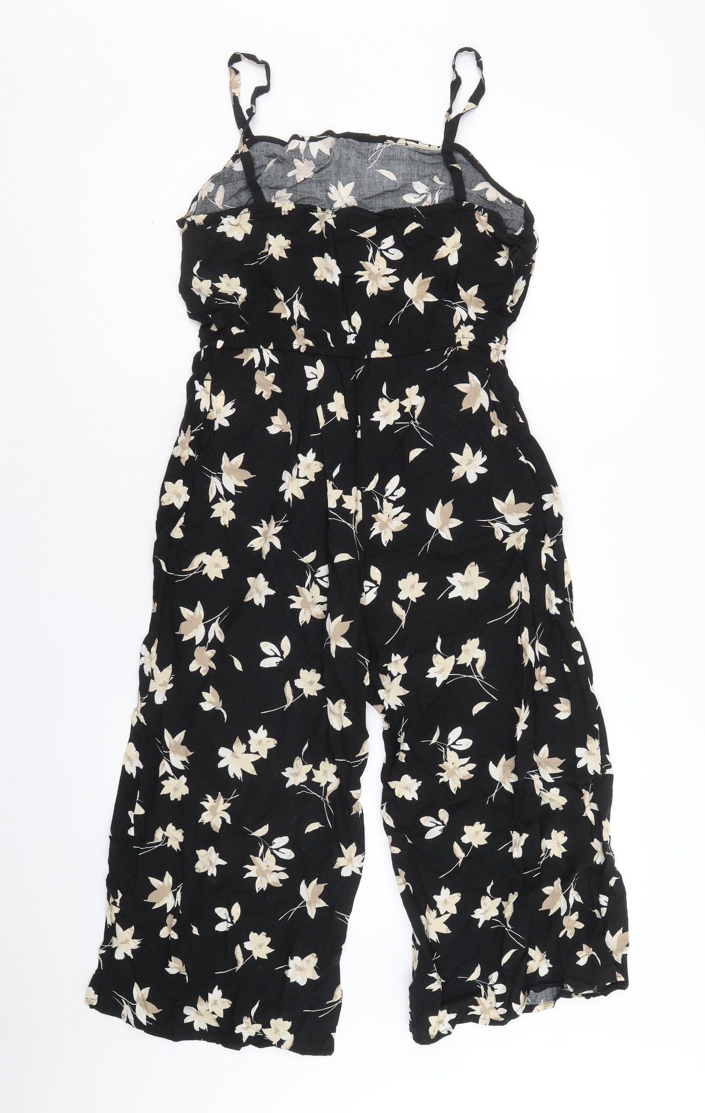Gap Womens Black Floral Viscose Jumpsuit One-Piece Size S Pullover