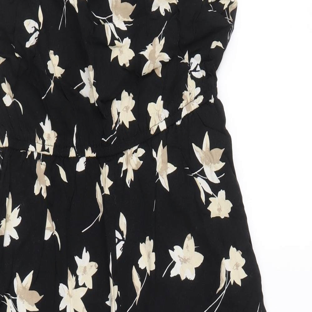 Gap Womens Black Floral Viscose Jumpsuit One-Piece Size S Pullover