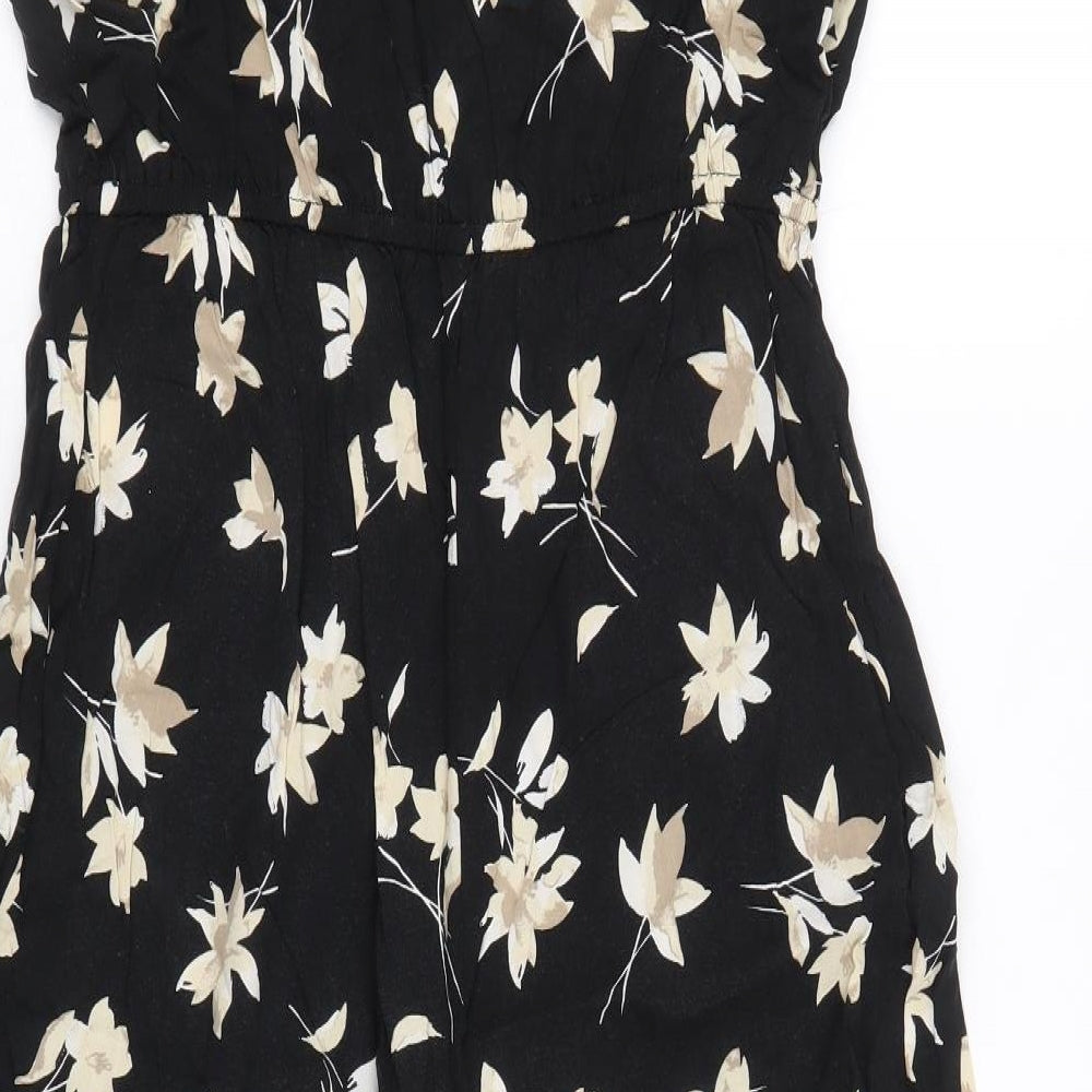 Gap Womens Black Floral Viscose Jumpsuit One-Piece Size S Pullover