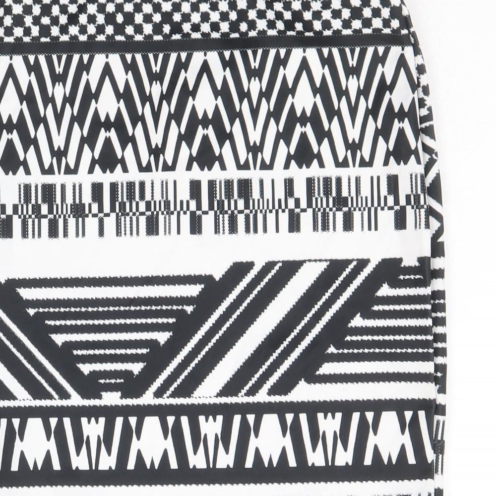 Boohoo Womens Black Geometric Polyester Straight & Pencil Skirt Size 8