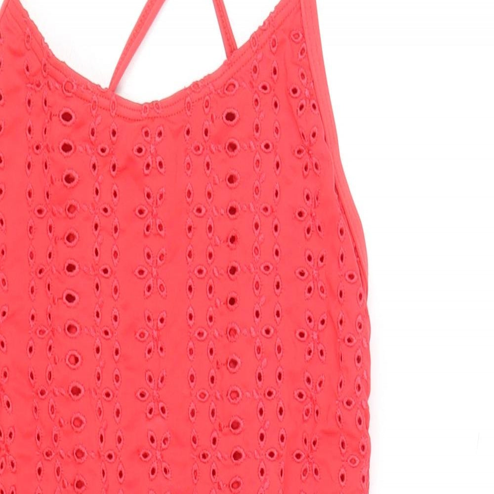 NEXT Womens Red Polyester One Piece Size 8 - Broderie Anglaise