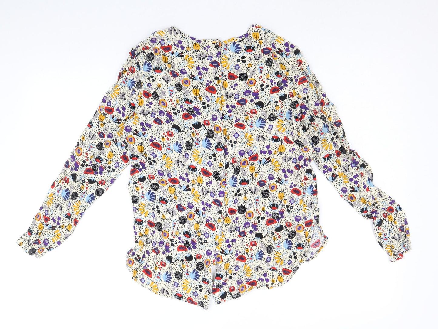 H&M Womens Multicoloured Floral Viscose Basic Blouse Size 12 Boat Neck
