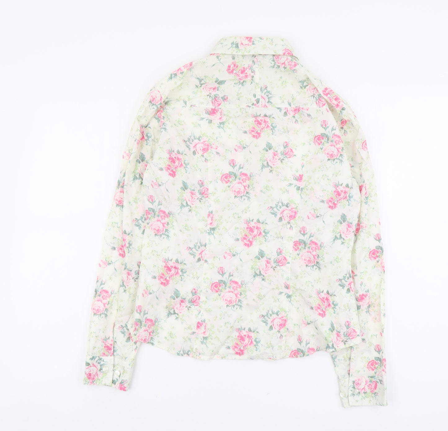 Marks and Spencer Womens Multicoloured Floral Cotton Basic Button-Up Size 10 Collared