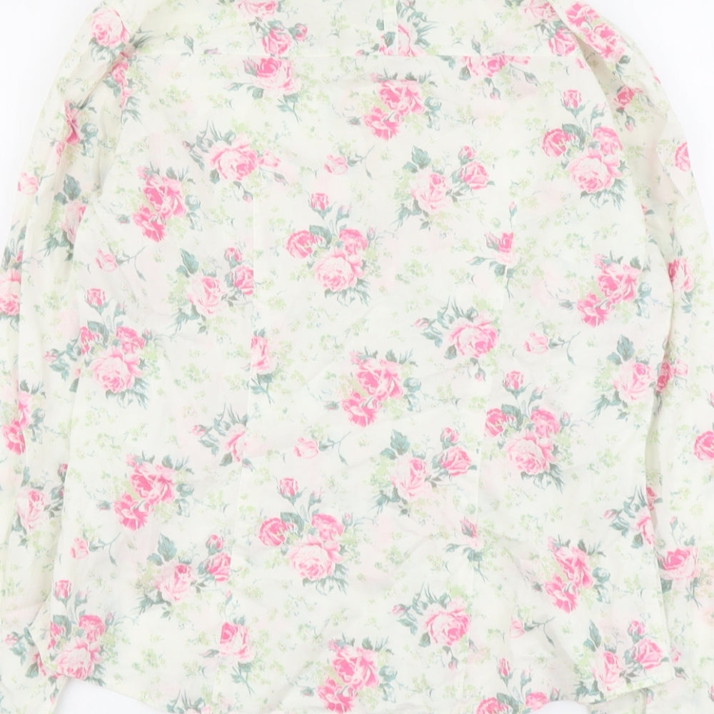 Marks and Spencer Womens Multicoloured Floral Cotton Basic Button-Up Size 10 Collared