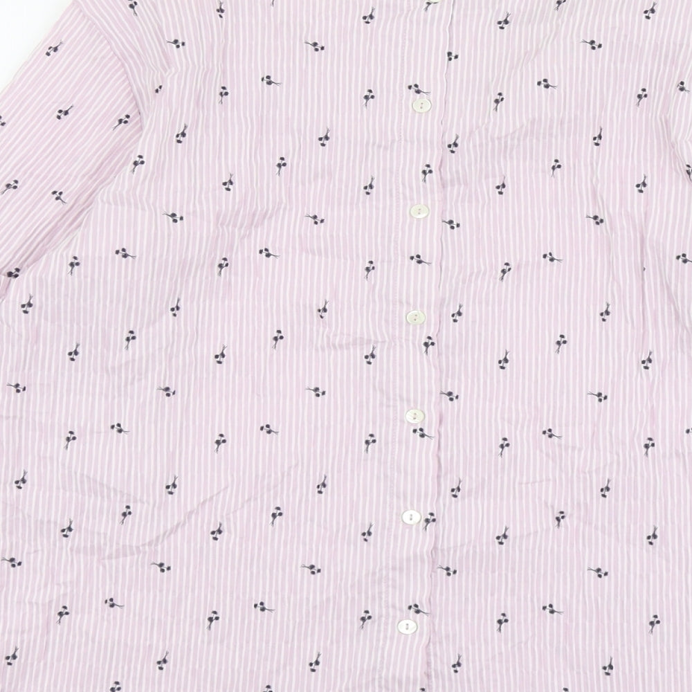 Laura Ashley Womens Purple Geometric Cotton Basic Blouse Size 10 Scoop Neck