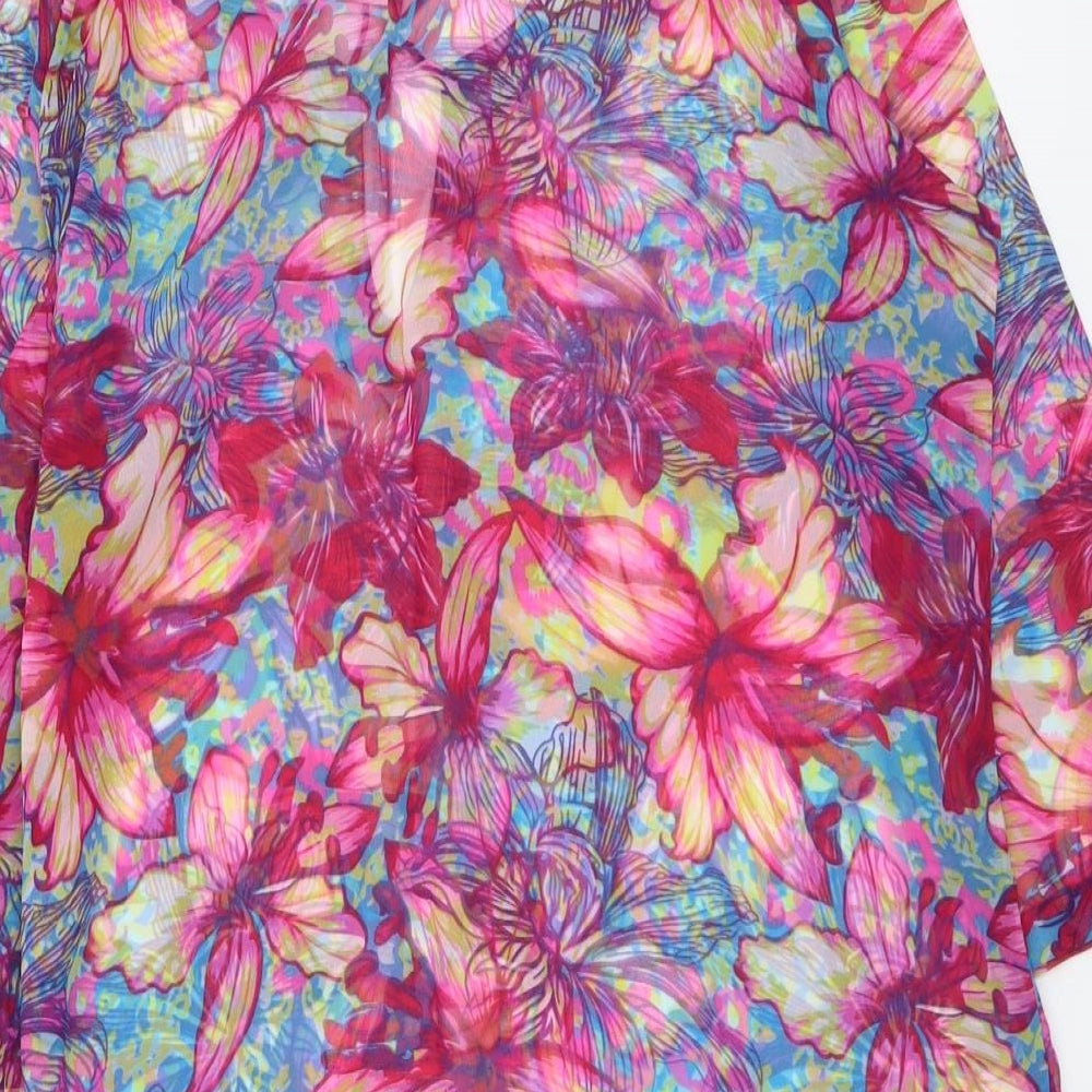 Coral Bay Womens Multicoloured Floral Polyester Cover Up Size L - Embellished Neckline