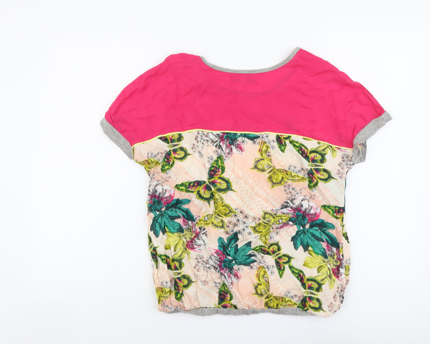 NEXT Womens Multicoloured Geometric Cotton Basic T-Shirt Size 12 Round Neck - Butterfly