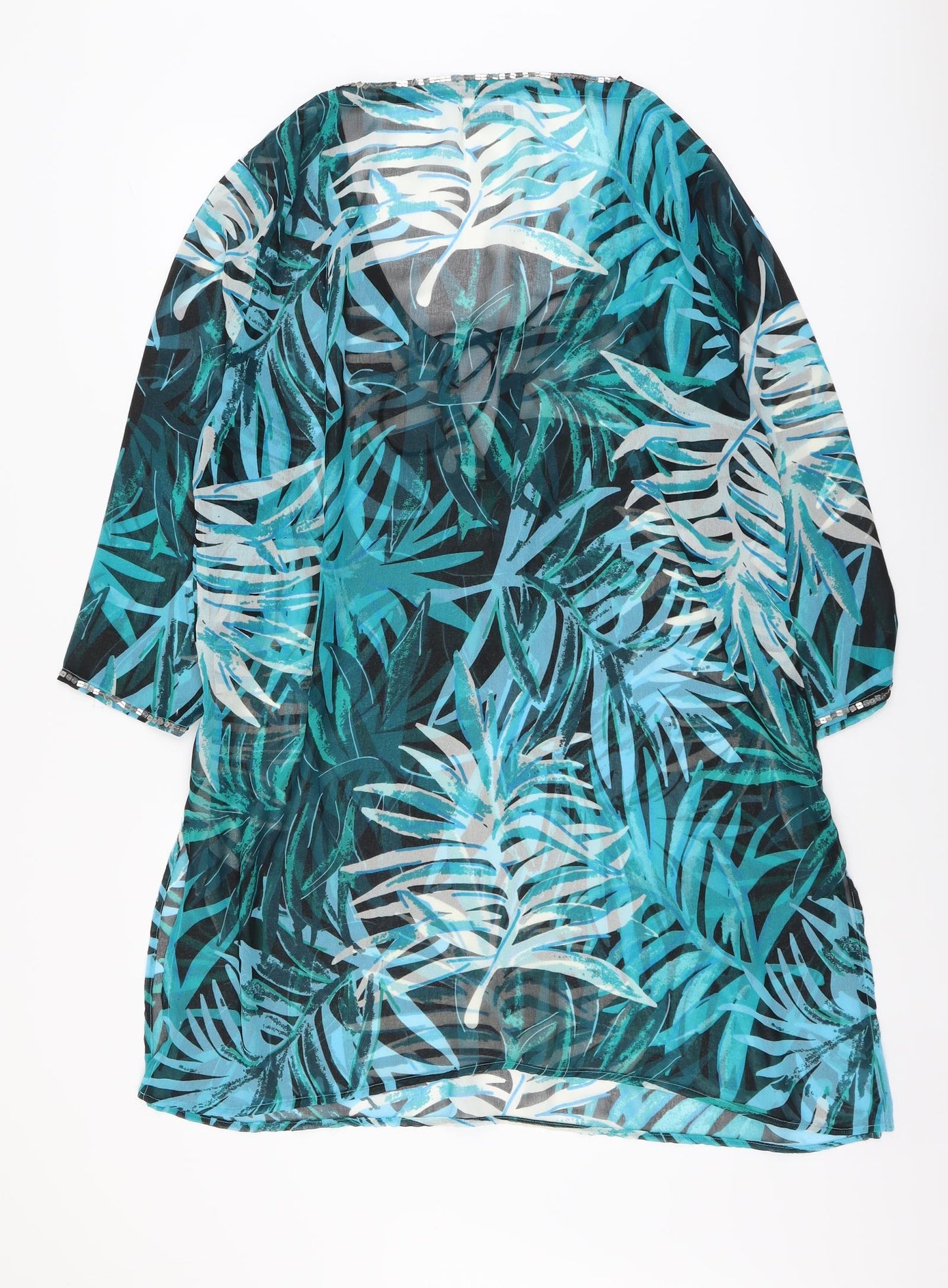 Coral Bay Womens Multicoloured Geometric Polyester Cover Up Size L - Palm Leaf Print
