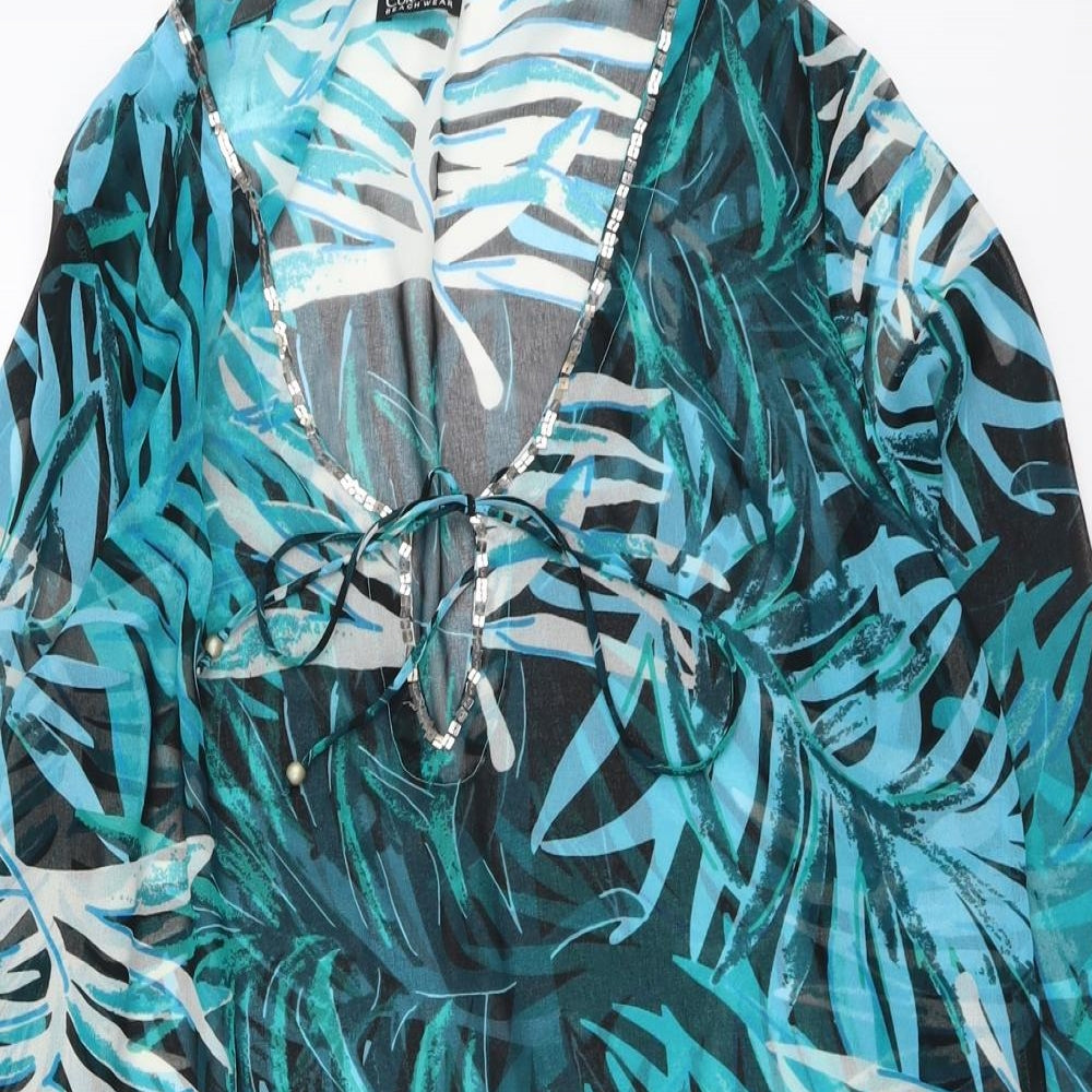 Coral Bay Womens Multicoloured Geometric Polyester Cover Up Size L - Palm Leaf Print