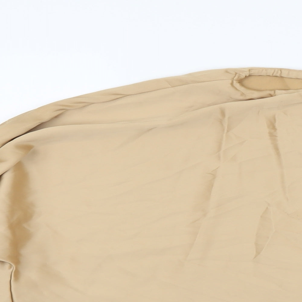 Zara Womens Beige Polyester Basic Blouse Size S Round Neck