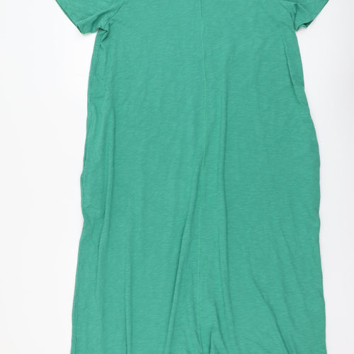 Marks and Spencer Womens Green Cotton T-Shirt Dress Size 16 Round Neck Pullover