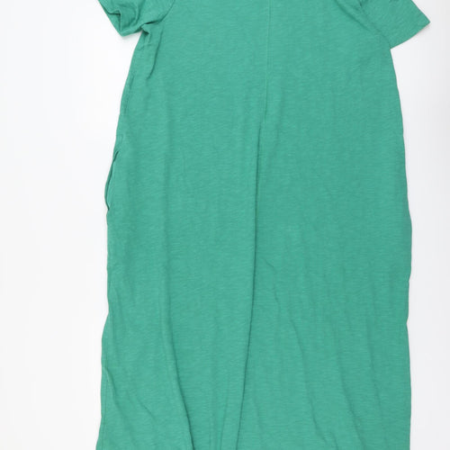 Marks and Spencer Womens Green Cotton T-Shirt Dress Size 16 Round Neck Pullover