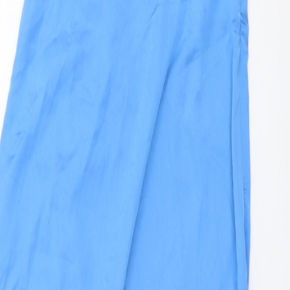 Stradivarius Womens Blue Polyester A-Line Size XS One Shoulder Zip