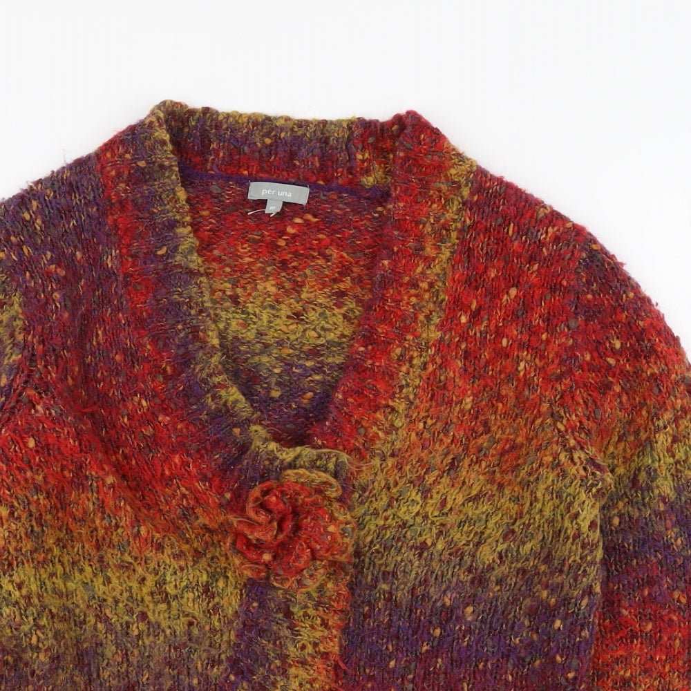 Per Una Womens Multicoloured Round Neck Acrylic Cardigan Jumper Size M