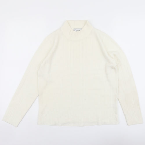 Emreco Womens Ivory Mock Neck Acrylic Pullover Jumper Size 12