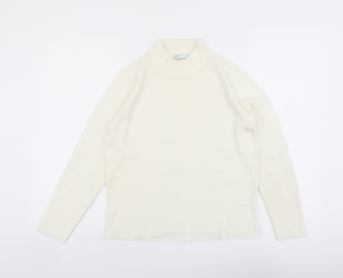 Emreco Womens Ivory Mock Neck Acrylic Pullover Jumper Size 12