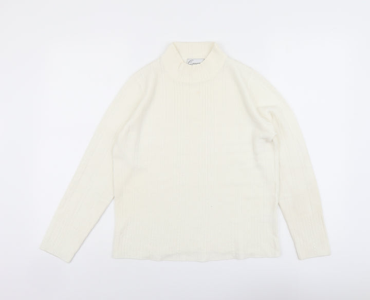 Emreco Womens Ivory Mock Neck Acrylic Pullover Jumper Size 12
