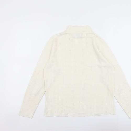 Emreco Womens Ivory Mock Neck Acrylic Pullover Jumper Size 12