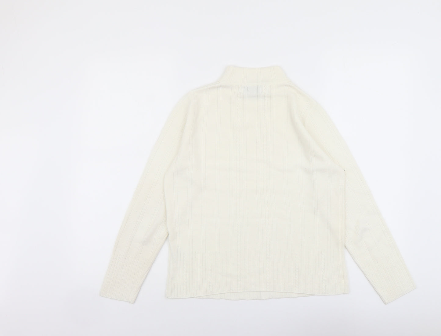 Emreco Womens Ivory Mock Neck Acrylic Pullover Jumper Size 12