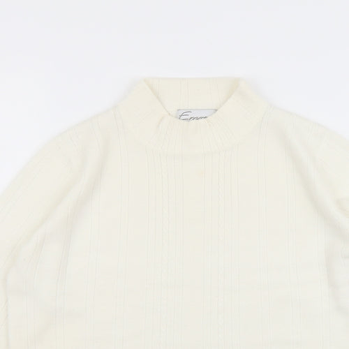 Emreco Womens Ivory Mock Neck Acrylic Pullover Jumper Size 12