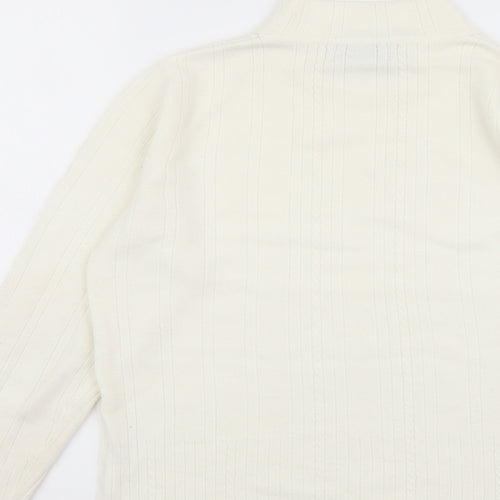 Emreco Womens Ivory Mock Neck Acrylic Pullover Jumper Size 12