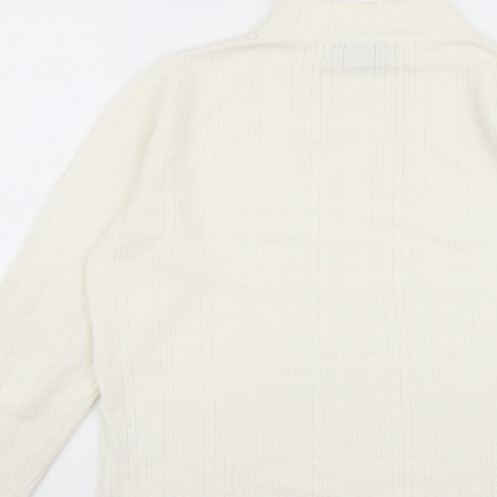 Emreco Womens Ivory Mock Neck Acrylic Pullover Jumper Size 12