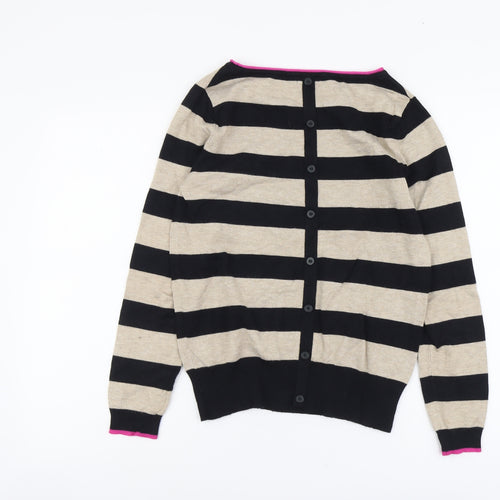M&Co Womens Beige Round Neck Striped Viscose Pullover Jumper Size 12