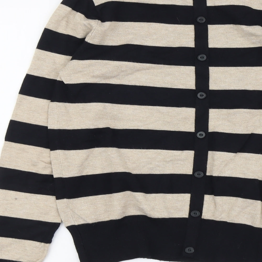 M&Co Womens Beige Round Neck Striped Viscose Pullover Jumper Size 12