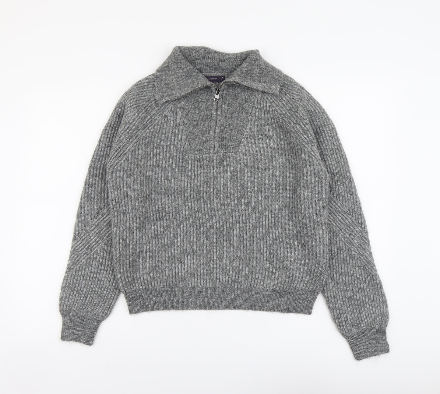 Marks and Spencer Womens Grey Collared Acrylic Henley Jumper Size M