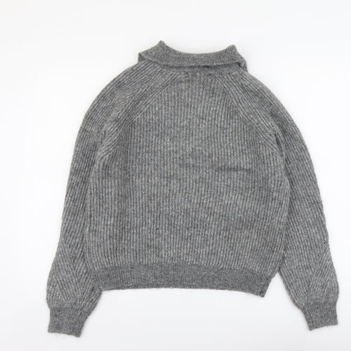 Marks and Spencer Womens Grey Collared Acrylic Henley Jumper Size M