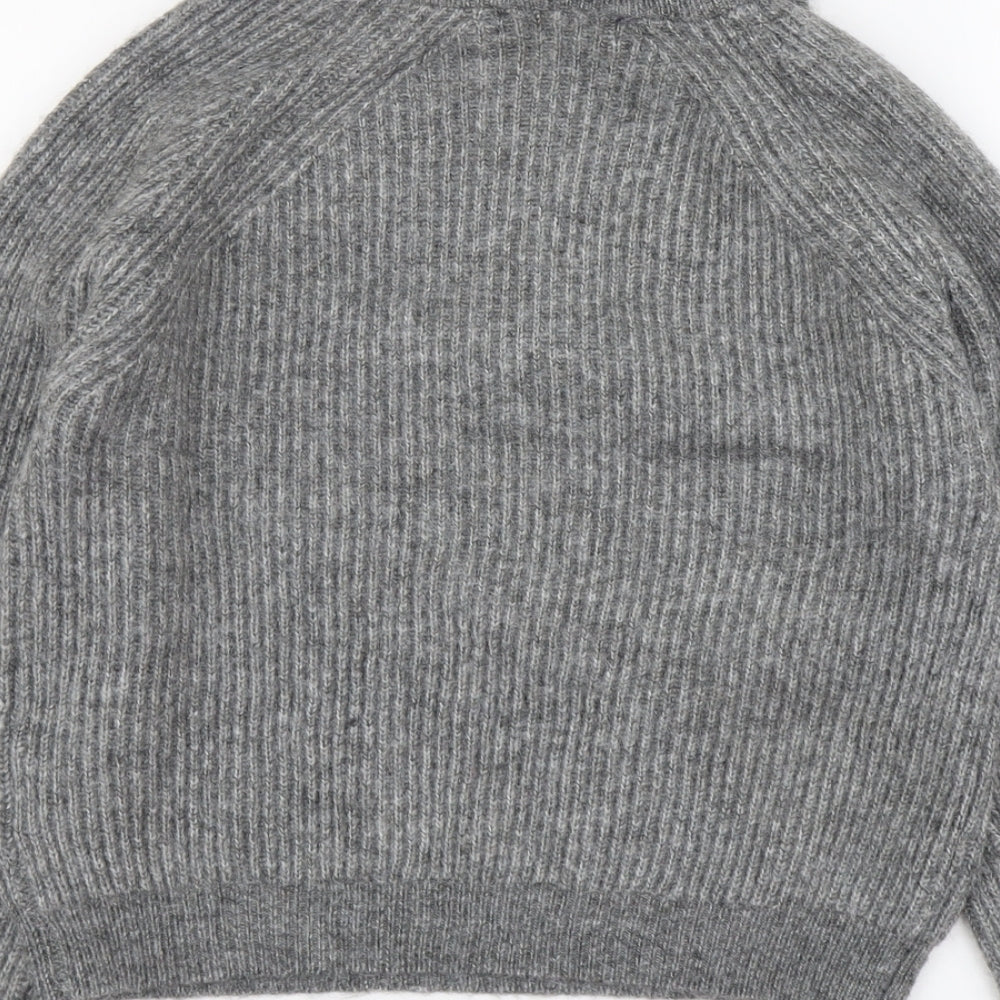 Marks and Spencer Womens Grey Collared Acrylic Henley Jumper Size M