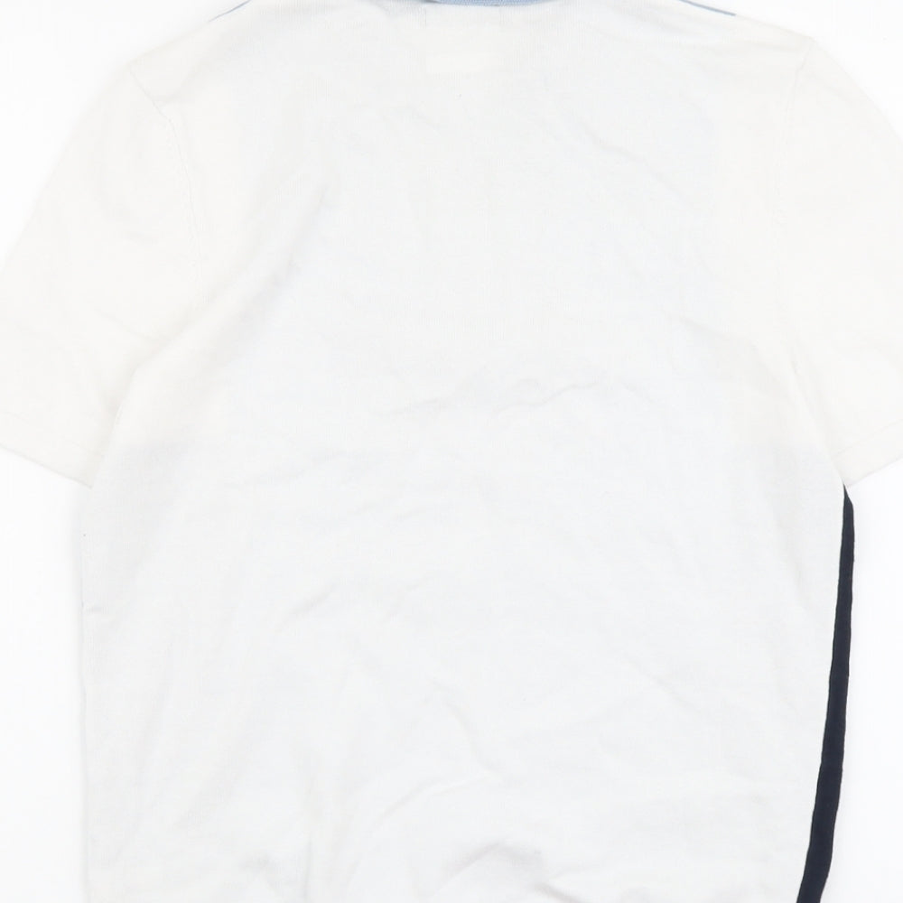 George Mens Blue Colourblock Cotton Polo Size S Collared Zip